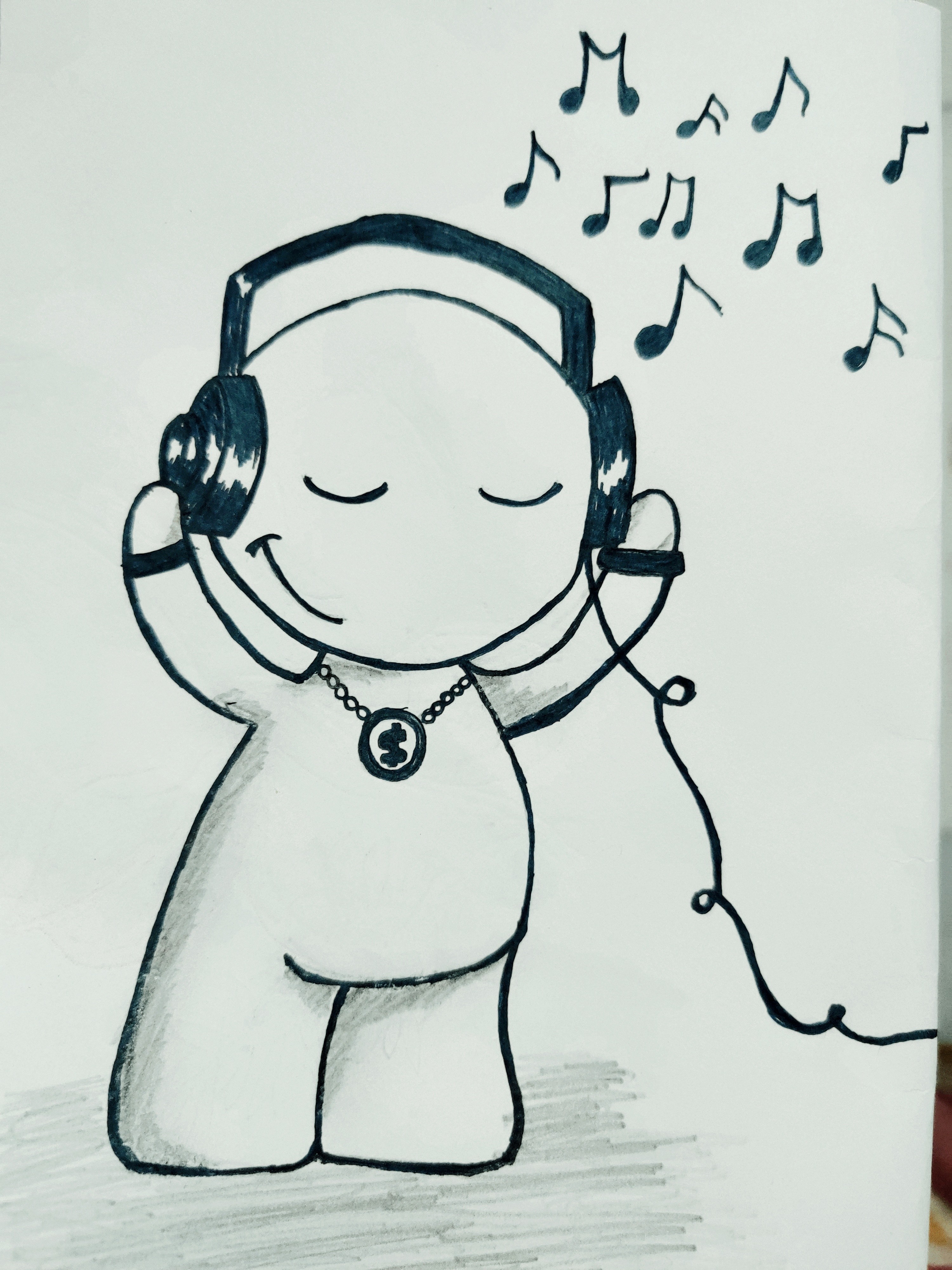 Man listening music Man listening to music on headphones vector  illustration  CanStock