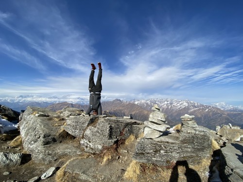 Yoga in Top of Mountain